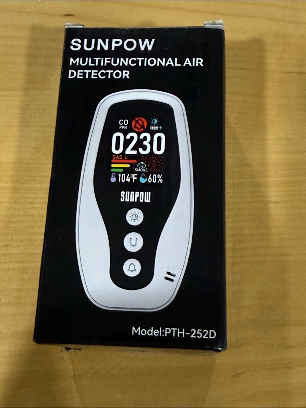 Sunpow Multifunctional Air Detector, model PTH-252D Brand New Sealed.
